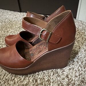 Brown Wedge Mary Jane Shoes